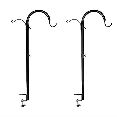 WOSIBO Three Span Deck Hook 37 Inches Deck Bird Feeder Pole | Hanging Baskets Porch Multi-Hook for Deck Kit with Three Branches for Plant Hangers, Lanterns, Wind Chimes and More
