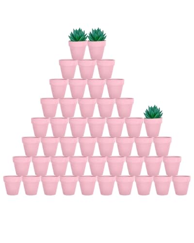 vensovo 48 Pcs 2" Terracotta Pots with Drainage,Peach Pink Clay Pot