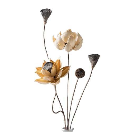Artisanal Dried Flower Decor, Separable Heads & Stems Require Manual Assembly, Zero Maintenance, Elegant for Party Event Home Styling, Beige White - size: 0001