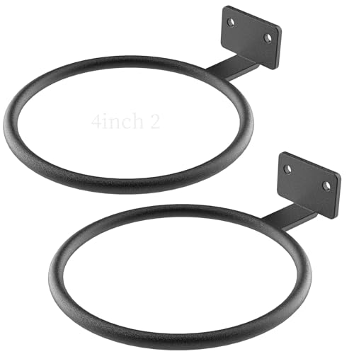 2Pack Black 4In Wall Mount Metal Flower Pot Rings Heavy Duty Plant Brackets | Sturdy rustproof metal planter ring holders Bulk,wall mounted saves space,perfect for indoor and outdoor flower pot display - color: Black/2pack, size: 4in