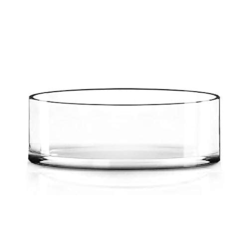 CYS EXCEL Wide Cylinder Clear Glass Vase (H:4" D:12") Flower Vase Centerpieces Hurricane Floating Pillar Candle Holder Terrarium Planter - size: H-4" D-12"