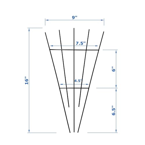 4 Pack 16'' Black Plant Fan Shape Trellis for Potted Climbing Plants Indoor, Outdoor Metal Garden Trellis for Climbing Plants House Plants Flowers Vine Ivy - size: 16'' H-Style