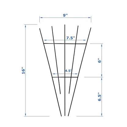 4 Pack 16'' Black Plant Fan Shape Trellis for Potted Climbing Plants Indoor, Outdoor Metal Garden Trellis for Climbing Plants House Plants Flowers Vine Ivy - size: 16'' H-Style