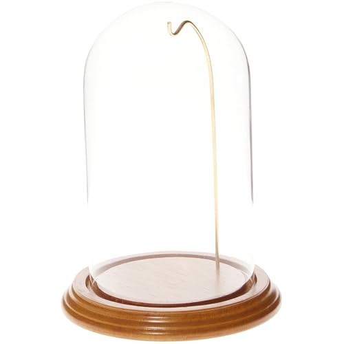 Plymor 4" x 7" Watch/Ornament Glass Display Dome - color: Oak Base / Gold Wire