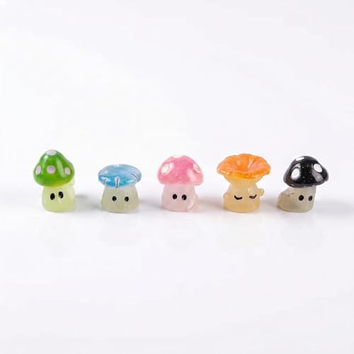 5PCS Mini Mushrooms Cute Resin Tiny Mushrooms Statue Fake Miniature Mushroom Figurines for Fairy Garden Terrarium Accessories Decor Micro Landscape Craft
