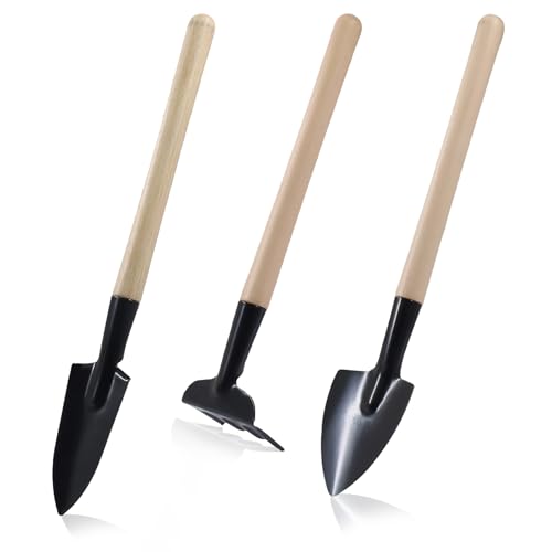 3 Pcs Mini Gardening Tools Set for Kids | Rust-Resistant Iron Mini Shovel & Hand Rake, Solid Wood Handle, For Pot Plants, Indoor & Outdoor Gardening - style: 3Pack