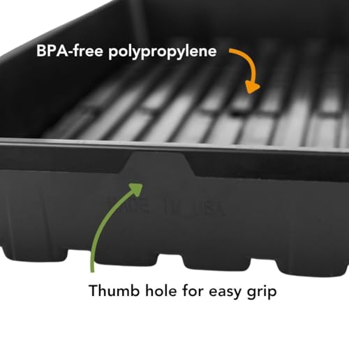 Bootstrap Farmer 5 Pack Seed Starter Trays, 1020 Flat No Holes, Extra Strength 2.0mm Thick Polypropylene for Microgreens & Propagation - color: Black
