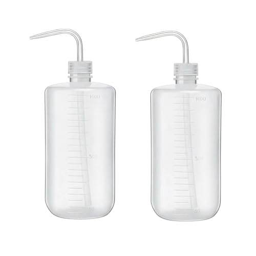 2PCS 1000ml Empty Clear Plastic Plant Flower Succulent Watering Bent Mouth Watering Cans Measuring Squeeze Bottle for Home Garden Use