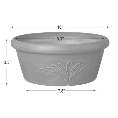 Arcadia Garden Products PSW TA25C Plastic/Stone/Wood Composite Bulb Pan – No Drainage Hole (Drillable), Planter Bowl for Succulents, Bonsai, Fairy Gardens, Herbs,10"x3.5", Chocolate (Pack of 12) - color: Chocolate, size: 10"x3.5" (Pack of 12)