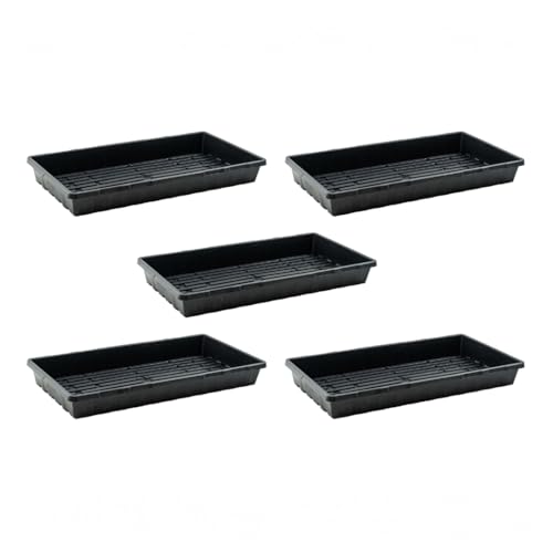 Bootstrap Farmer 5 Pack Seed Starter Trays, 1020 Flat No Holes, Extra Strength 2.0mm Thick Polypropylene for Microgreens & Propagation - color: Black