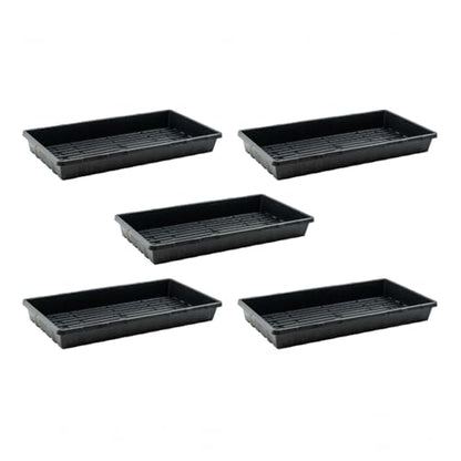 Bootstrap Farmer 5 Pack Seed Starter Trays, 1020 Flat No Holes, Extra Strength 2.0mm Thick Polypropylene for Microgreens & Propagation - color: Black