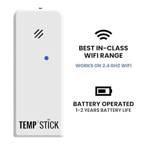 Temp Stick Remote WiFi Temperature & Humidity Sensor, Data Logger. No Subscription. 24/7 Monitor, Unlimited Text, App & Email Alerts. Made in America. Use with Alexa, IFTTT. Monitor Anywhere, Anytime - color: White