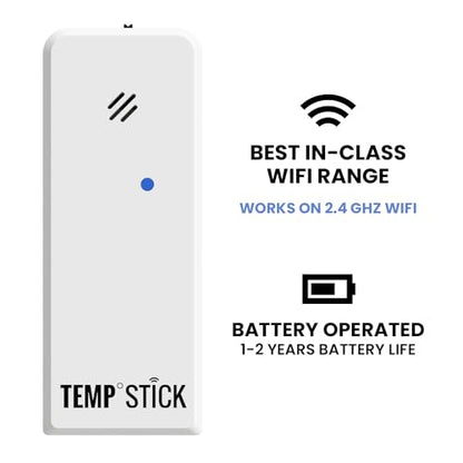 Temp Stick Remote WiFi Temperature & Humidity Sensor, Data Logger. No Subscription. 24/7 Monitor, Unlimited Text, App & Email Alerts. Made in America. Use with Alexa, IFTTT. Monitor Anywhere, Anytime - color: White