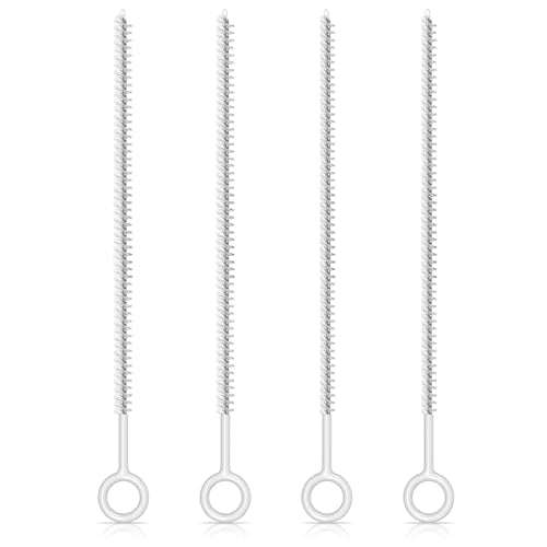 Linkidea Water Bottle Full Coverage Bristles Straw Cleaner Brush Set, 4 Pack with 2 Diameters Drinking Straw Cleaning Brush, 10 Inch Length Grip Handle Straw Brushes for Tumblers (6mm & 8mm)
