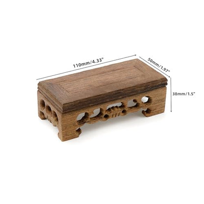 Wooden Display Stand Base 4.33"×1.97" Rectangle Wood Carved Pedestal Oriental Stand Pedestal for Furniture Antique - size: 4.33"×1.97"
