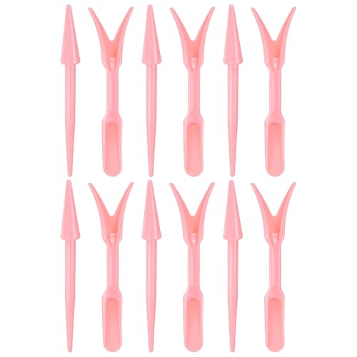M METERXITY 12-Pack Mini Garden Hand Succulent Transplanting Tools, Plastic Seedlings Dibber Sowing Digging for Repotting/Lawn Maintenance/Plant Care, Small Gardening Tools [Pink] - color: Pink
