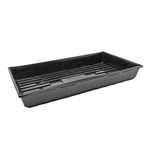 SUNPACK 10" x 20" Quad Thick Plastic Seed Starting Tray, Black, 2.5" - No Drainage Holes, Perfect for Greenhouses or Indoor Gardening - Ideal for Seedlings and Cuttings