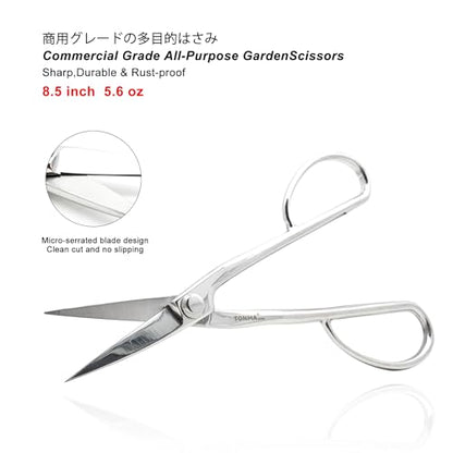 TONMA Satsuki Bonsai Scissors 8.5 Inches, Made in Japan, TGS-4 | Japanese Stainless Steel Hasami Pruning Scissors with Micro Serrated Blades, Professional Garden Bonsai Tools, Mirror Finish - style: Satsuki Bonsai Scissors