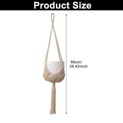 2 Pack Macrame Hanging Planters, Caramel | With Patterns, Crochet Boho Style, Plant Holder Hanging Basket, Up to 6 Inch Pots - color: Caramel