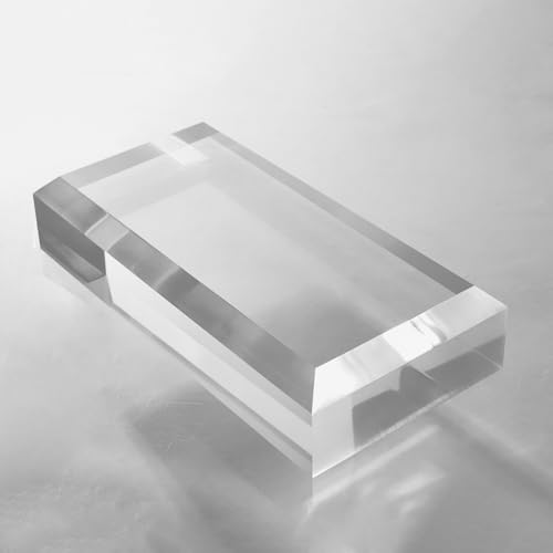CiaoHER 2in Thickness Beveled Solid Acrylic Display Block Clear Polished Pedestal Stand Riser Solid Base (5x10) - size: 5x10