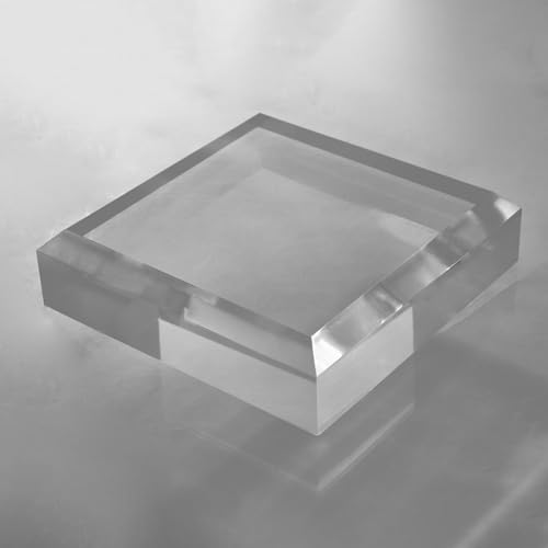 CiaoHER 2in Thickness Beveled Solid Acrylic Display Block Clear Polished Pedestal Stand Riser Solid Base (8x8) - size: 8x8