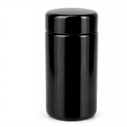 Infinity Jars Tall Screw Top Jar 100 Ml (3.3 fl oz), UV Black Glass Airtight Smell-Proof Container for Coffee, Tea, Dried Goods, Refillable Tall Jar for Long-Term Kitchen Storage - size: 3.4 Ounces