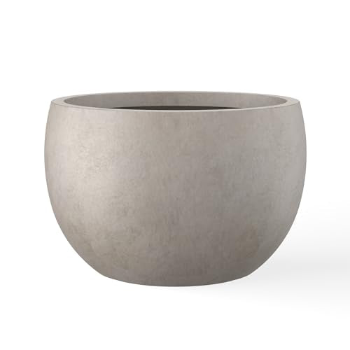 Kante Large Round Bowl Weathered Concrete Planter 20" Dia, Outdoor | Rubber Plug for Indoor, Drainage for Garden, All-Weather Cement Tree Pot, Handcrafted, Anti-Frost & UV, Modern Home Decor - color: Weathered Concrete, size: 19.9" d