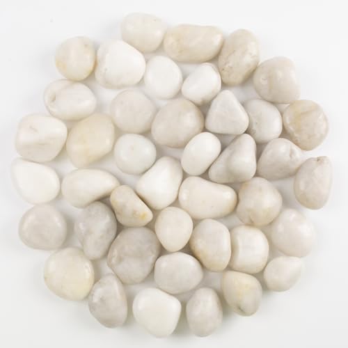 20lbs River Rocks - 1-2Inch Decorative Rocks for Potted Plants, River Rocks for Aquariums, and White Rocks for Landscaping (Weight : 20 LB, White) - color: White