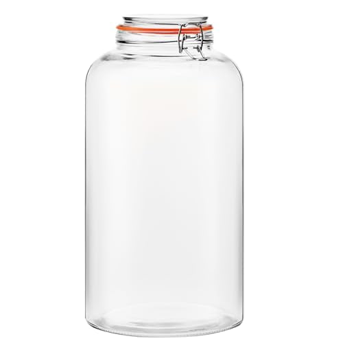 2.5 Gallon Glass Jar with Lid, Wide Mouth Large Storage Container, 1-Pack | Large Containers for Flour, Grains, Pantry Storage and Homemade Ferments, Wide-Mouth Design Makes Filling and Cleaning Easier