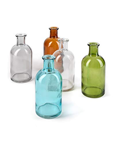 Serene Spaces Living 6-Piece Medicine Bottle Vases for Long Stem Flowers - Small Size, Turquoise Vases Set - color: Turquoise, Small, Set of 6