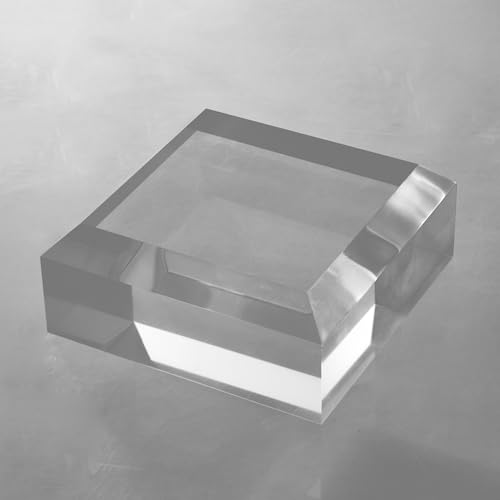 CiaoHER 2in Thickness Beveled Solid Acrylic Display Block Clear Polished Pedestal Stand Riser Solid Base (5x5) - size: 5x5