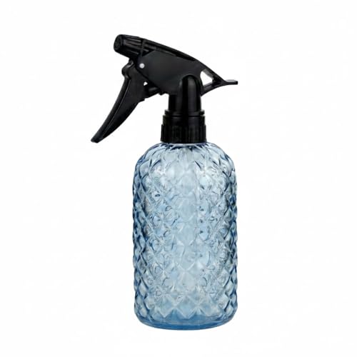 Glass Plant Mister Spray Bottle, 12 oz Adjustable Nozzle Watering Can | Vintage embossed refillable glass sprayer, fine mist & stream modes. Ideal for indoor plants, garden, cleaning & hair styling
