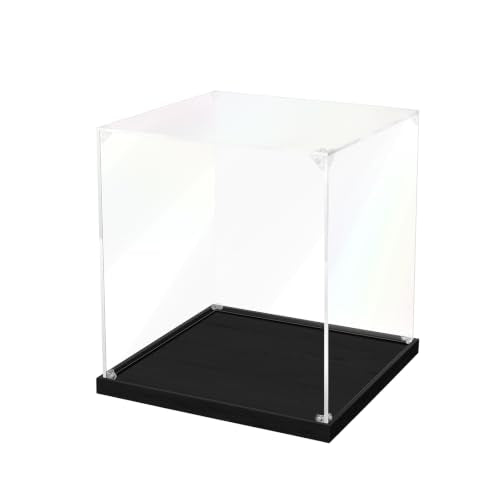 JUJOMAT Acrylic Display Case for Collectibles, Clear Box 10x10x11 in, Black - color: Black, size: 10 x 10 x 11 inches