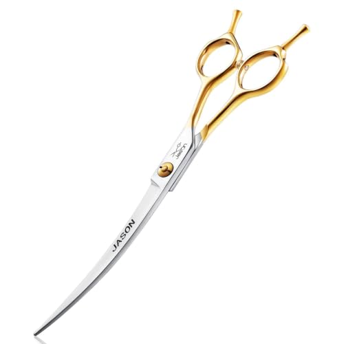 JASON Curved Dog Grooming Scissors - 7" Trimming Shears Kit Right Handed - color: A-7.5" Curved, size: 7