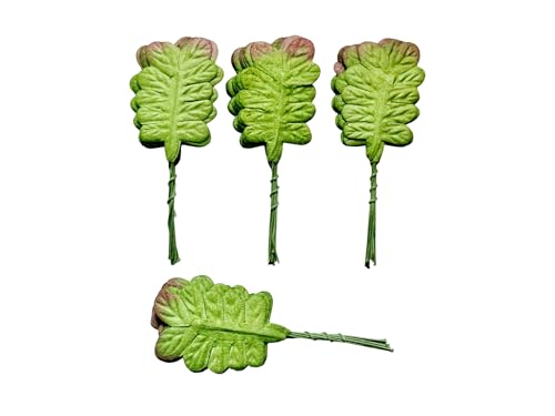 Ploen 25 pcs Green Leaves Ferns Mulberry Paper Leaves with Wire Stems Fern2 Leaf Mulberry Paper Craft Supplies Scrapbooking Embellishments for so Many Card DIY Craft Projects Leaves208
