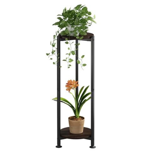 2 Tier Plant Stand Indoor Corner Tall Round Shape Plant Shelf