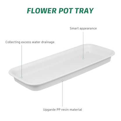 Yardwe 5 Pack Rectangular Plant Tray, Reusable Catch Excess Water for Pots