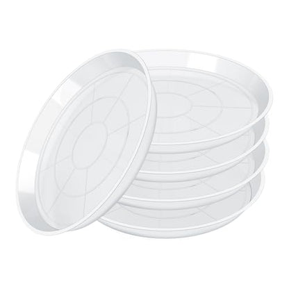 Plant Saucers 3 4 5 6 7 8 9 10 11 12 14 Inch, 5 Pack Clear Plastic Plant Trays for Pots, Durable Plant Water Catcher Tray for Indoors Outdoors (7", Clear) - size: 7 INCH