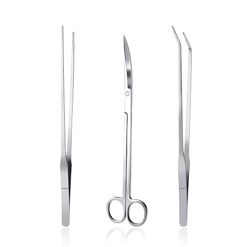 3 in 1 Aquarium Aquascape Tools Kit Long Stainless Steel Aquarium Tank Aquatic Plant Tweezers Scissors Tools