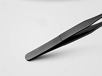 FRUTA Aquarium Tweezers Stainless Steel Straight Tweezer with Carbonation Protection Coating Against Rust Extra Long Reptiles Feeding Tongs Tools for Aquatic Tank Plants,15 inch- Black Straight