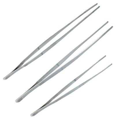 3Pcs Stainless Steel Tweezer Set (8" 10" 12") - size: 8" 10" 12" (1 Set Point Tip)