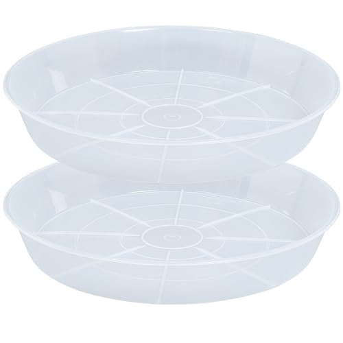 2 Pack Plant Saucer Drip Tray 13 14 inch, Large Heavy Sturdy Plastic Planter Flower Pot Saucers for Indoor Outdoor Garden, Plant Water Drip Trays for pots (14" 2Pack, Clear) - color: Clear, size: 14" - 2Pcs