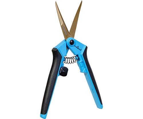 Hydrofarm HGPL400CT Precision Curved Lightweight Titanium Pruner, Blue - color: Blue, style: Curved Titanium