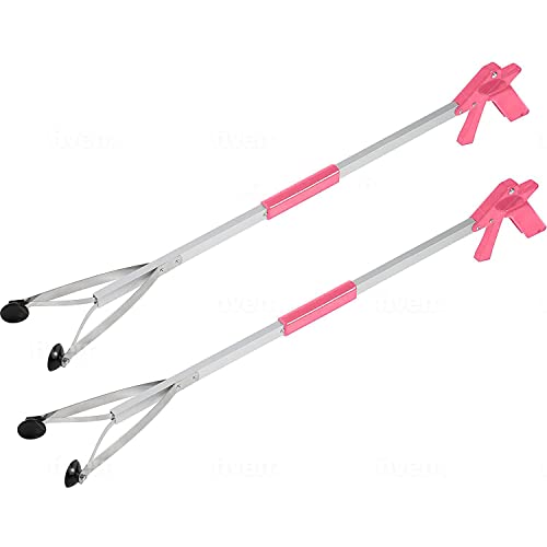 Grabber Tool 32" Suction Cup Grip Heavy Duty Aluminum -2 Pack- Lightweight Foldable Reacher Grabber Pickup Tool, Gripper Grabbers for Elderly Grab it Reaching Tool Trash Picker Grabber Pink, By Luxet - color: Pink, size: 2-Pack