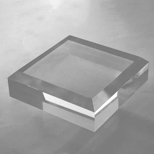 CiaoHER 2in Thickness Beveled Solid Acrylic Display Block Clear Polished Pedestal Stand Riser Solid Base (7x7) - size: 7x7