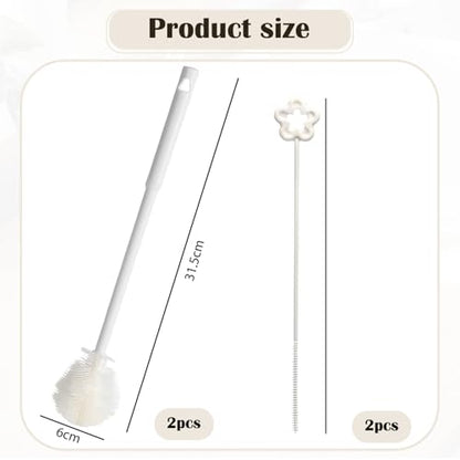 2 Pieces Flexible Silicone Bottle Brush with Long Handle, Long Handle Water Bottle Brush Cleaner, for Narrow Neck Bottles, Water Bottles, Baby Bottles, Flasks