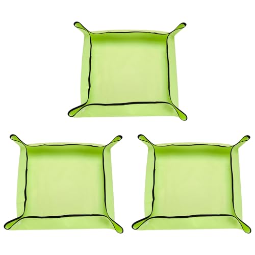 HARFINGTON 3pcs Repotting Mat 19.7" x 19.7" Oxford Cloth Waterproof Plant Repotting Mat Foldable Portable Gardening Potting Tray with Plastic Buckle for Indoor Plant Change Soil, Yellow - color: Yellow
