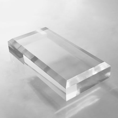 CiaoHER 2in Thickness Beveled Solid Acrylic Display Block Clear Polished Pedestal Stand Riser Solid Base (6x12) - size: 6x12