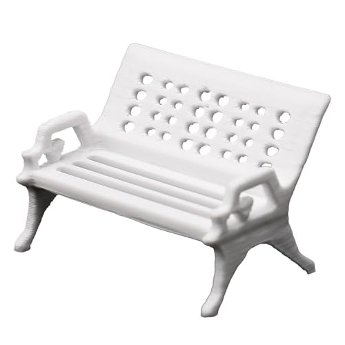 Mini Bench for Dollhouse Furniture, Fairy Garden Accessories, White Plastic Miniature House Accessories for Crafts, Tiny Miniatures, Diorama Supplies & Scene Decor