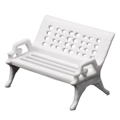 Mini Bench for Dollhouse Furniture, Fairy Garden Accessories, White Plastic Miniature House Accessories for Crafts, Tiny Miniatures, Diorama Supplies & Scene Decor
